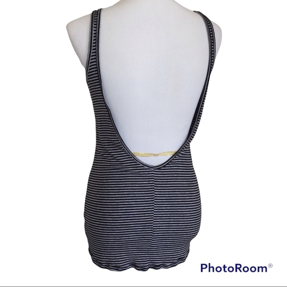 Victoria’s Secret Open Back Tank Top Black & Gray Stripe - Picture 3 of 8